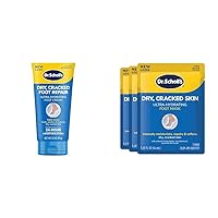 Dr. Scholl's Dry, Cracked Foot Repair Ultra-Hydrating Foot Cream 3.5 oz & Dry, Cracked Skin Ultra-Hydrating Foot Mask, Intensely Moisturizes Repairs and Softens Rough Dry Skin with Urea, 1 Pair