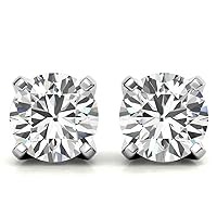 1.50 Carat Full White Brilliant Round Cut VVS1 Moissanite Diamond Earring For Women, Solitaire Push Back Valentine Present For Her In Real 10k Yellow Gold and 925 Sterling Silver