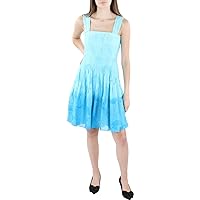 MILLY Womens Pleated Mini Fit & Flare Dress Blue 4