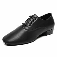 Men's Ballroom Dance Shoes Black Leather Sole Tango Salsa Latin Character Shoe