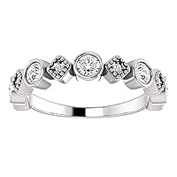 Bezel Set Stackable Wedding Band, Round Cut 0.60CT, Colorless Moissanite Band, 925 Sterling Silver, Engagement Ring, Wedding Gift, Perfact for Gift Or As You Want