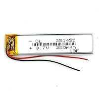 2PCS 351455 3.7V 280mAh Polymer Lipo Battery with PCM Rechargeable
