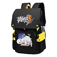 Honkai Impact 3 Game Cosplay 15.6 Inch Laptop Backpack Rucksack with USB Charging Port and Headphone Jack Yellow / 4
