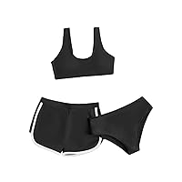 SOLY HUX Girl's 3 Piece Swimsuits Beach Sport Quick Dry Swimwear Bikini Bathing Suit with Shorts