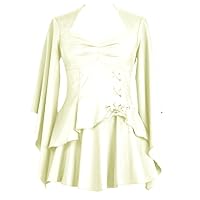 (XS, SM, MD, LG, XL, XXL - 18, 20, 22, 24, 26, 28) Abigail – Off-white Cream Gothic Steampunk Angel Sleeve Layered Corset Top