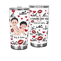 Personalized I Fucking Love You Tumbler, I Promise To Always Be By Your Side, Naughty Couple Gift For Girlfriend Boyfriend, Husband Wife On Birthday Wedding Anniversary Christmas Valentine's