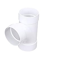 NDS 4P09 PVC S&D Sanitary Tee, 4-Inch, for Hub X Hub X Hub Solvent-Weld Connections, for use with 4-Inch Sewer and Drain Pipe, White