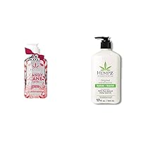Hempz Limited Edition Peppermint Candy Cane Herbal Body Lotion Moisturizer (17 Oz) & Original, Natural Hemp Seed Oil Body Moisturizer with Shea Butter and Ginseng, Original Scent