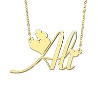 Womens Custom Any Heart Name Necklace Stainless Steel Nameplate Jewelry Gold Silver Color for Mother 16