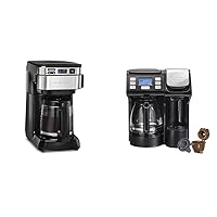 Hamilton Beach Programmable Coffee Maker, 12 Cups, Front Access Easy Fill, Pause & Serve, 3 Brewing Options, Black (46310) & FlexBrew Trio 2-Way Coffee Maker, Compatible with K-Cup Pods or Grounds