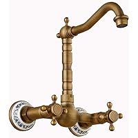 Faucet All Copper Antique Antique Kitchen Faucet Hot and Cold Washing Wall Type Swivel Pool European Bathtub Faucet
