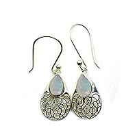 Choose Your Color Gemstone Pear Shape Drop & Dangle Earrings 925 Sterling Silver Vintage Fish Hook Earrings Chakra Healing Birthstone Jewelry Gift For Womens