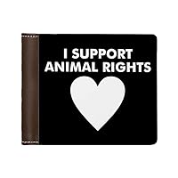 Animal Rights Men's Wallet - I Support Animal Rights Wallet - Text Design Wallet (Brown)