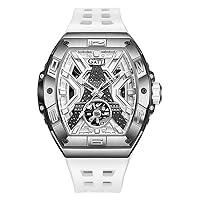 BONEST Gatti Men Automatic Watch 42MM*52mm Mechanical Wristwatch Luminous Tonneau Case 5ATM Sapphire Fluororubber Strap
