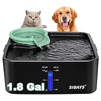 SIBAYS 230OZ 1.8GAL 7L Dog Water Fountain for Large Dogs, Medium Dogs and Cats Automaticlly Super Quiet,Pet Water Fountain for Cats,5 Layer Filter, Visible Water Reminder BPA-Free Material