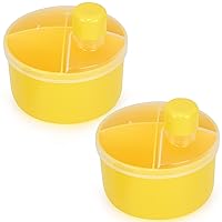 Formula Dispenser On The Go, Non-Spill Rotating Four-Compartment Formula Container to Go, Milk Powder Snack Storage Container for Infant Toddler Travel Outdoor, Yellow, 2 Pack
