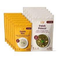 Palak Paneer Instant Curry + Rice Sides Bundle - Vegetarian Meals Ready to Eat (Pack of 5 Palak Paneer + Pack of 6 Rice)