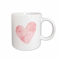 3dRose Pretty Blush Pink Watercolor Heart Mug, 11 oz