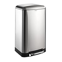 8 Gallon Trash Can Kitchen with Foot Pedal, Hands Free Trash can, Made of Stainless Steel, Dimensions (WxHxD) 13.4x24x12.8 in, Trash Can with lid, Silver