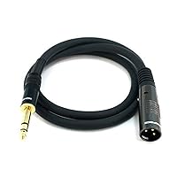 Monoprice XLR Male to 1/4-Inch TRS Male Cable - Molded Strain Relief Boots, Gold Plated, 16AWG, 3 Feet, Black - Premier Series