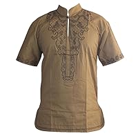 Men's African Slim Hippie Dashiki Top Ankara Embroidered Short Sleeve T-Shirts