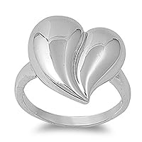 Sac Silver Rhodium Plated Puffed Heart Ring Custom Love Fashion Design New Sizes 6-10