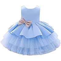 Flower Girls Lace Wedding Embroidery Ruffle Tulle Dress Party Sequins Bowknot Princess Pageant Party Evening Ball Gown