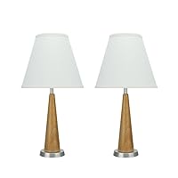 Aspen Creative 40095, Two Pack Set High Transitional Wooden Brown Pewter Finish Base and Hardback Empire Shaped Shade in Off White, 11