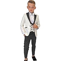 Boys Formal Suit Wedding Tuxedo 3 Pieces Floral Jacket Pants Vest Kids Party Blazer