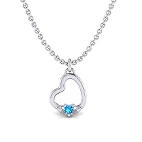 0.20 Carat Heart Shaped Created Blue Topaz Fashion Claddagh Pendant Necklace 925 Sterling Sliver Gift For Womens Girls