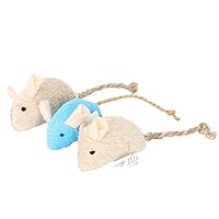 Pet Chew Toy - 3Pcs Pet Cat Kitten Playing Plush Simulation Rat Mouse Scratch Bite Chewing Toy for Small and Medium Dog Khaki Blue