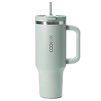 Coolflask 40 oz Tumbler with Lid and Straw, Water Tumbler Insulated with 2-in-1 Leak-proof Lid, Coffee Tumbler Travel Mug Stainless Steel for Cup Holder, Keep Cold for 24H/Hot for 12H, Green