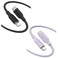 Anker USB-C to USB-C Cable, Cable 100W 6ft, USB 2.0 Type C Charging Cable Fast Charge for iPhone 15/15Pro/15Plus/15ProMax, MacBook Pro 2020, Galaxy S23- Lilac Purple & Midnight Black