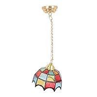 Happyyami Colorful Chandelier Tiny House Decor Ornament Doll House Supplies Led Hanging Lamp Model Small House Tool Table Lamp Model Mini Hanging Light Household Products Metal Miniature