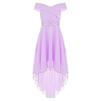 YiZYiF Girls' Special Occasion Dresses Off Shoulder High Low Dress for Wedding Pageant Party