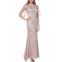 JS Collections Womens Embroidered Illusion Evening Dress Beige 16