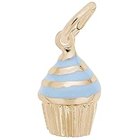 Rembrandt Blue Cupcake Charm, 10K Yellow Gold