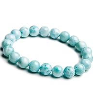 9mm Top Natural Blue Larimar Gemstone Bracelet Reiki Women Men Crystal Round Beads Stretch AAAAA