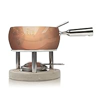 Boska Cheese Fondue Party Set - Fondue Pot Set Stove Safe Copper Hot Pot Chocolate Fountain Snack - Wedding Registry Items Small Kitchen Appliances for up to 4 Persons