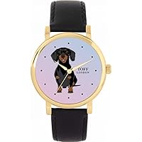 Ladies Black Dachshund Dog Watch