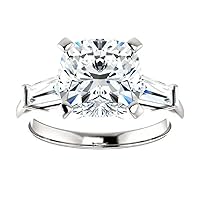 Cushion Cut Moissanite Engagement Ring Set, 2.0ct Center Stone, Anniversary Gift for Her