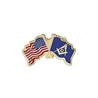 American Flag with Square & Compass Flag Masonic Lapel Pin - [Red & Blue][1'' Wide]
