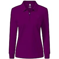 JINSHI Women's Golf Polo Shirt Long Sleeves Zip Up Sport Active Shirts Quick Dry Athletic T-Shirt Casual Tennis Tops Slim Fit