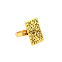 LIKGREAT Tarot Cards Rings for Women Girls Astrology Divination Magic Amulet Ring Band Major Arcana Jewelry