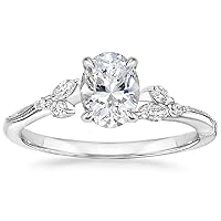 JEWELERYIUM 1 CT Oval Cut Colorless Moissanite Engagement Ring, Wedding/Bridal Ring Set, Solitaire Halo Style, Solid Sterling Silver Antique Anniversary Bride Jewelry, Gorgeous Gifts