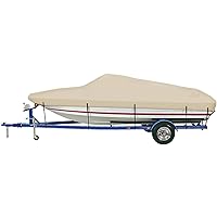 iCOVER Trailerable Boat Cover- 14'-16' Heavy Duty Waterproof Boat Cover, Fits V-Hull,Fish&Ski,Pro-Style,Fishing Boat,Runabout,Bass Boat, up to 14ft-16ft Long X 90