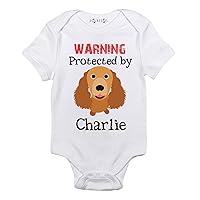 Warning Protected by Cocker Spaniel baby clothes Personalized dog baby outfit (3 Months)