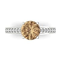 Clara Pucci 2.31 Round Cut cathedral Solitaire Champagne Simulated Diamond Accent Anniversary Promise Engagement ring 18K White Gold