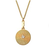Women's 0.05ct Simulated Diamond Star Cuban Line Necklace 14k Yellow Gold Plated