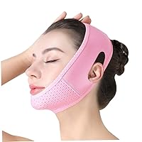 Double Chin Reducer, V Line Facial Bandage, Adjustable V Shaped Face Mask, Soft Chin Strap for Women Chin Tightening and Lifting(Pink)